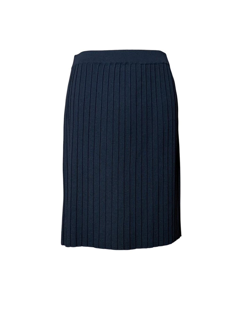 St. John Black Ribbed Knit Pencil Skirt